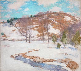 Schnee im Vorland, c.1920/25 von Willard Metcalf | Leinwand Kunstdruck