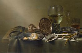 Still Life with Glasses and Tobacco, 1633 by Claesz Heda | Giclée Art Print