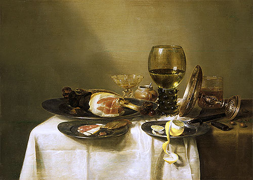 Stillleben mit Schinken und Römer, c.1631/34 | Claesz Heda