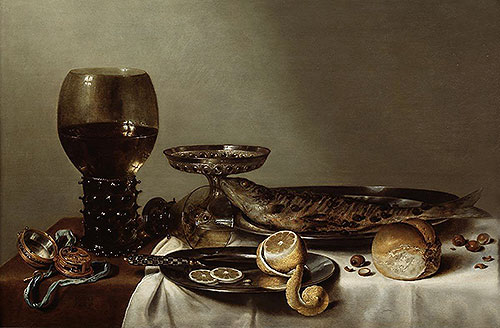 Stillleben mit Römer und Uhr, 1629 | Claesz Heda
