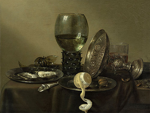 Claesz Heda | Still Life with Oysters, a Rummer, a Lemon and a Silver Bowl, 1634 | Giclée Canvas Print