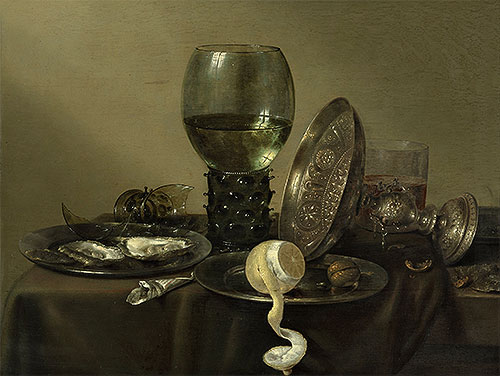Stillleben mit Austern, einem Römer, einer Zitrone und einer Silberschale, 1634 | Claesz Heda