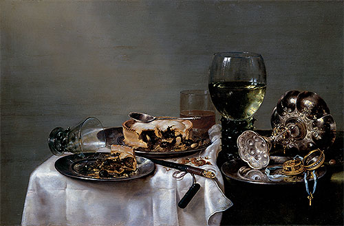 Frühstückstisch mit Brombeertorte, 1631 | Claesz Heda