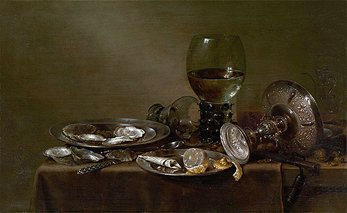 Claesz Heda | Still Life with Oysters, a Silver Tazza and Glassware, 1635 | Giclée Canvas Print