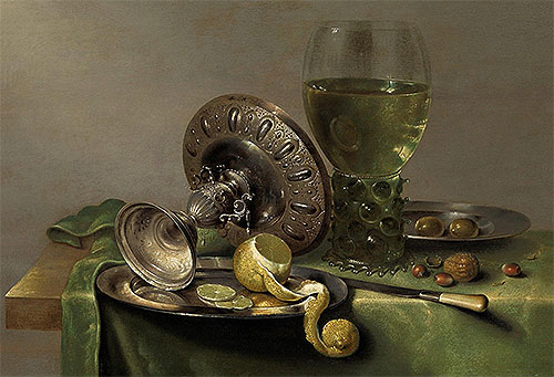 Still Life with a Tazza, Peeled Lemon and Roemer, c.1630 | Claesz Heda | Giclée Leinwand Kunstdruck