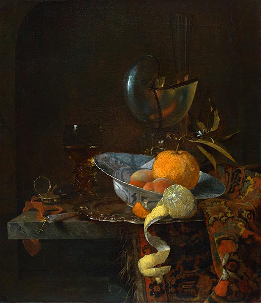 Willem Kalf | Still Life with Porcelain Bowl and Nautilus Cup, 1660 | Giclée Canvas Print