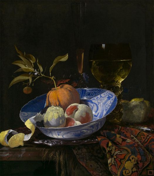 Stillleben mit Früchten in einer Wan-Li-Schale, 1664 | Willem Kalf | Giclée Leinwand Kunstdruck