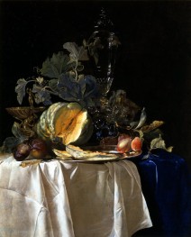 Still Life with Fruit and Crystal Vase, 1652 | Willem van Aelst
