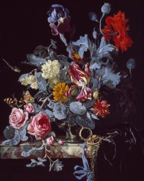 Eine Vase mit Blumen und einer Uhr, c.1642/83 | Willem van Aelst