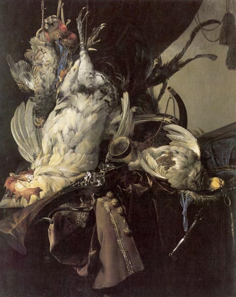 Stillleben mit toten Vögeln und Jagdwaffen, 1660 | Willem van Aelst