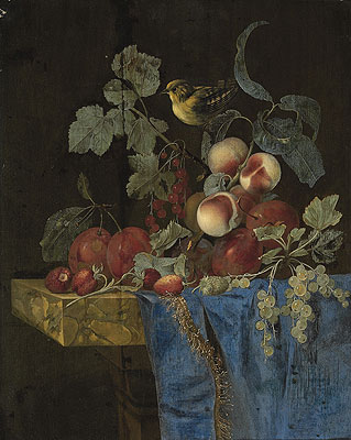 Willem van Aelst | Still Life with Fruits and a Finch, undated | Giclée Canvas Print