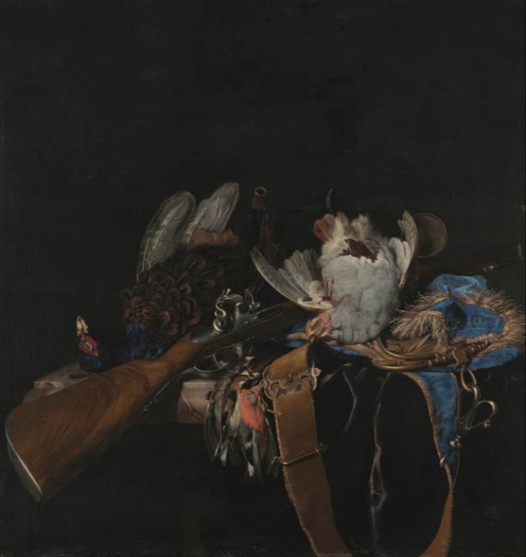 Stilleben mit Wild und Jagdausrüstung, 1667 | Willem van Aelst | Giclée Leinwand-Kunstdruck