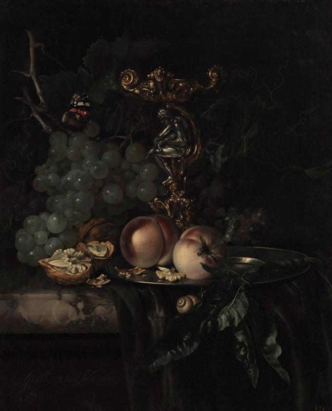 Stilleben mit Obst, 1681 | Willem van Aelst | Giclée Leinwand-Kunstdruck