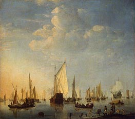 Ships in a Calm Sea | Willem van de Velde | Gemälde Reproduktion