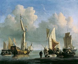 Ships off the Coast, 1672 von Willem van de Velde | Leinwand Kunstdruck