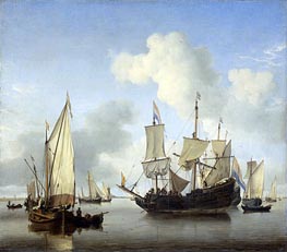 Ships under the Coast for Anchor, c.1650/07 von Willem van de Velde | Leinwand Kunstdruck