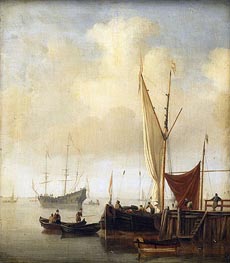 Harbor Scene, c.1650/07 von Willem van de Velde | Leinwand Kunstdruck