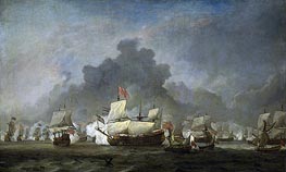Die Seeschlacht von Michiel de Ruyter gegen den Herzog von York | Willem van de Velde | Gemälde Reproduktion