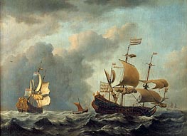 The 'Gouden Leeuw' at Sea in Heavy Weather | Willem van de Velde | Painting Reproduction