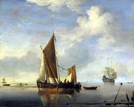 Calm: a Fishing Boat at Anchor | Willem van de Velde | Gemälde Reproduktion
