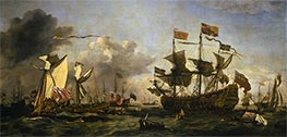 A Royal Visit to the Fleet in the Thames Estuary, 1672, c.1694/96 von Willem van de Velde | Leinwand Kunstdruck