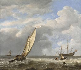 A Dutch Kaag in a Light Breeze | Willem van de Velde | Painting Reproduction
