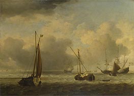 Dutch Ships and Small Vessels Offshore in a Breeze, c.1660 by Willem van de Velde | Canvas Print