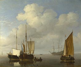 Dutch Ships in a Calm, c.1660 von Willem van de Velde | Leinwand Kunstdruck