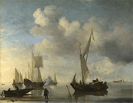 Dutch Vessels lying Inshore in a Calm, one Saluting | Willem van de Velde | Gemälde Reproduktion