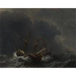 Three Ships in a Gale - Willem van de Velde