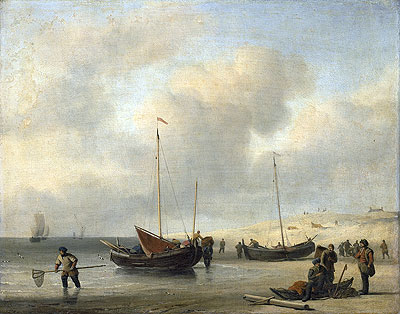 Fishermen's Boats at the Beach, c.1650/07 | Willem van de Velde | Giclée Leinwand Kunstdruck
