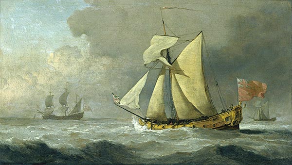 The Cleveland Yacht at Sea in a Fresh Breeze, 1678 | Willem van de Velde | Giclée Leinwand Kunstdruck