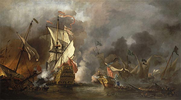 An English Ship in Action with Barbary Vessels, 1678 | Willem van de Velde