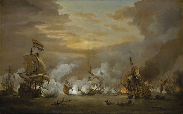 The Battle of the Texel, 11-21 August 1673, c.1680 | Willem van de Velde | Giclée Leinwand Kunstdruck