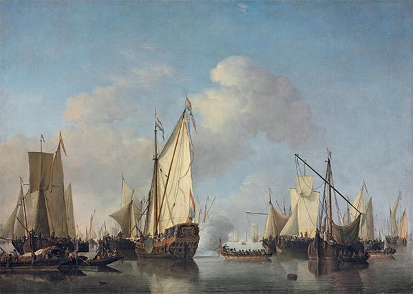 A States Yacht and other Vessels in a Very Light Air, n.d. | Willem van de Velde | Giclée Leinwand Kunstdruck