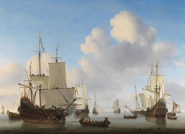 Dutch Ships in a Calm Sea, c.1665 | Willem van de Velde | Giclée Canvas Print