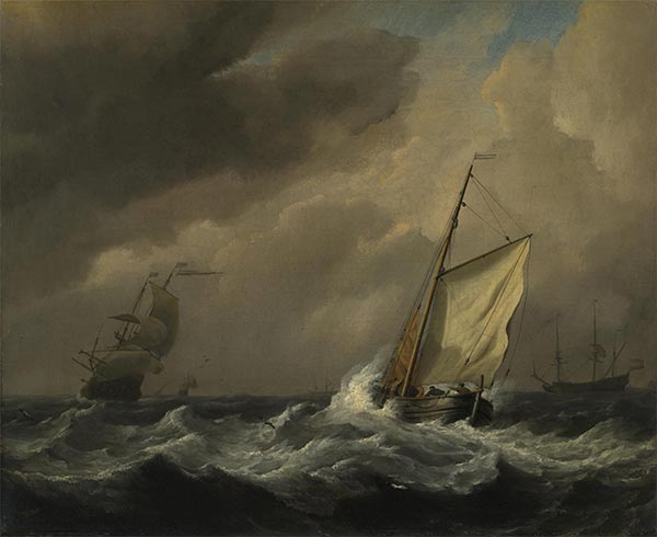 A Small Dutch Vessel close-hauled in a Strong Breeze, c.1672 | Willem van de Velde | Giclée Leinwand Kunstdruck