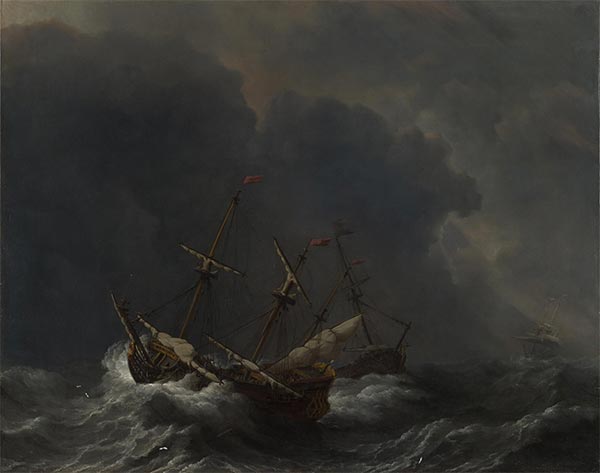 Three Ships in a Gale, 1673 - Willem van de Velde