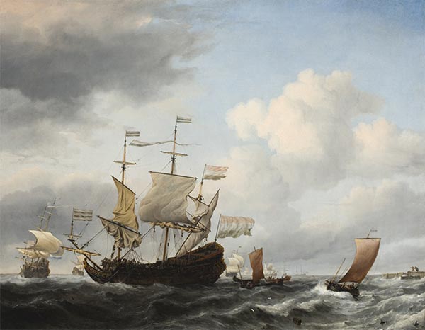 Willem van de Velde | A Dutch Flagship Coming to Anchor, 1672 | Giclée Canvas Print