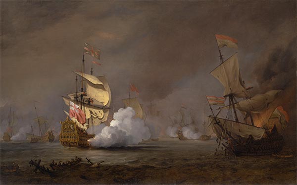 Willem van de Velde | Sea Battle of the Anglo-Dutch Wars, c.1700 | Giclée Canvas Print