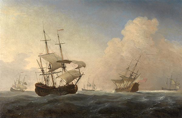 Willem van de Velde | English Warships Heeling in the Breeze Offshore, c.1673 | Giclée Leinwand Kunstdruck