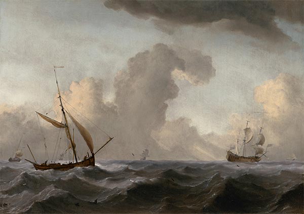 An English Galliot at Sea Running before a Strong Wind, c.1690 | Willem van de Velde | Giclée Canvas Print
