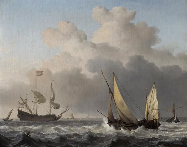 A Wijdschip in a Fresh Breeze, c.1665/70 | Willem van de Velde | Giclée Canvas Print
