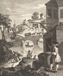 Satire auf die falsche Perspektive, 1754 von William Hogarth | Papier-Kunstdruck