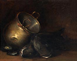 William Merritt Chase | Still Life - Brass Kettle and Catfish | Giclée Canvas Print