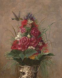 Floral Still Life with Hummingbird | William Merritt Chase | Painting Reproduction