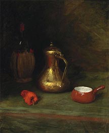 William Merritt Chase | Still Life with Bottle, Carafe, Pot and Red Pepper, c.1905 | Giclée Canvas Print