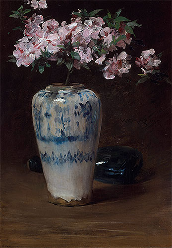 William Merritt Chase | Pink Azalea-Chinese Vase, c.1880/90 | Giclée Canvas Print
