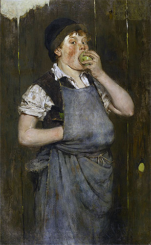 Junge, der einen Apfel isst (Der Lehrling), 1876 | William Merritt Chase