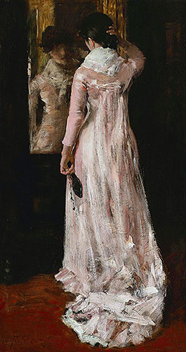 Ich glaube, ich bin jetzt bereit (Der Spiegel, das rosa Kleid), c.1883 | William Merritt Chase